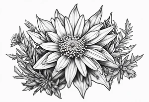 Edelweiss flower on a mountain tattoo idea