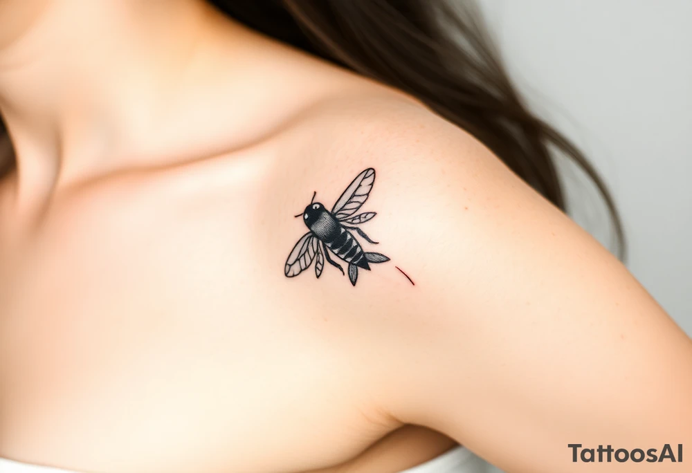 jet plane with a bee flying with it tattoo idea