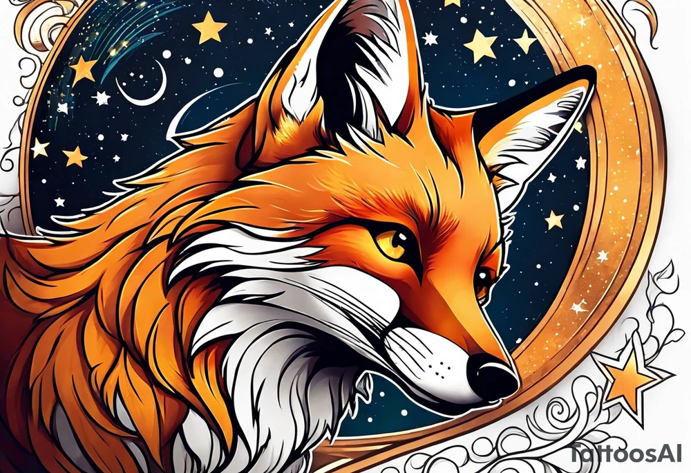 fox looking at the stars tattoo idea