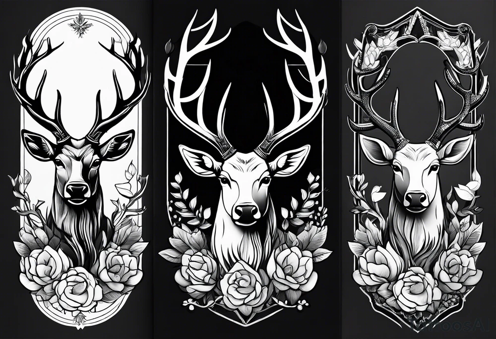Western stag no flowers tattoo idea