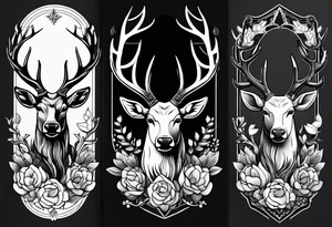 Western stag no flowers tattoo idea