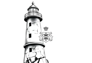 Lighthouse with coat of arms incorporated into the light tattoo idea