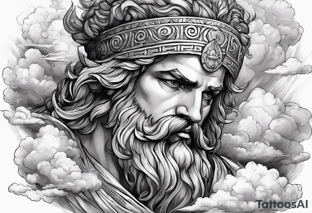 Greek god in the clouds tattoo idea