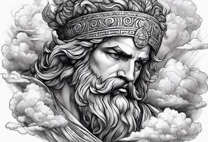 Greek god in the clouds tattoo idea
