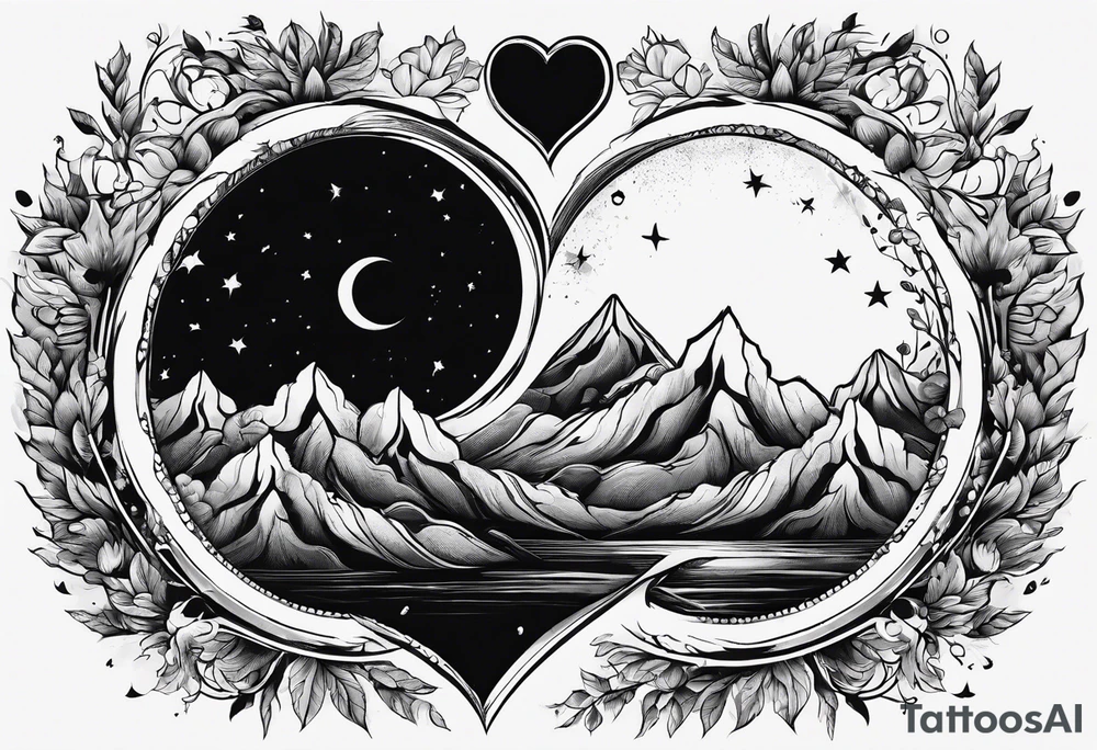 A open black hole, heart inside the hole showing unconditional love for male tattoo idea