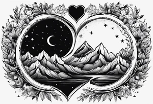 A open black hole, heart inside the hole showing unconditional love for male tattoo idea