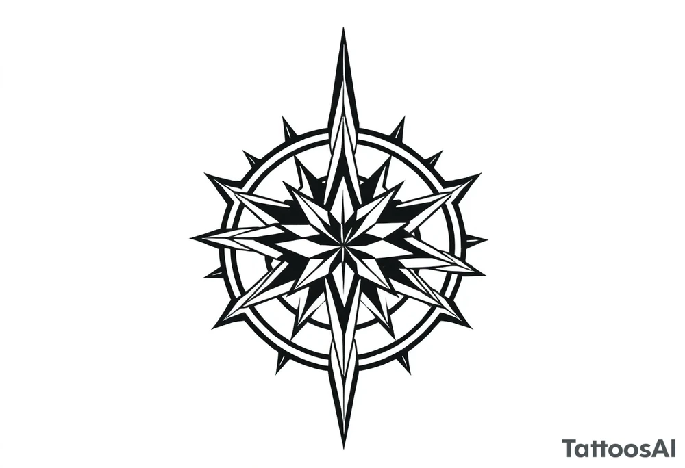 Simple Double layered compass rose tattoo idea