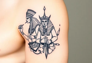 Egyptian gods with relics tattoo idea