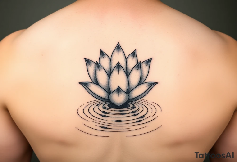 serene lotus flower emerging from sacred waters with ripples tattoo idea