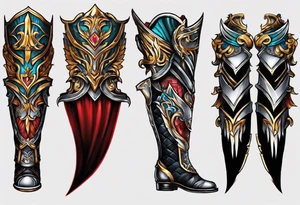 greaves armor 
front and back tattoo idea