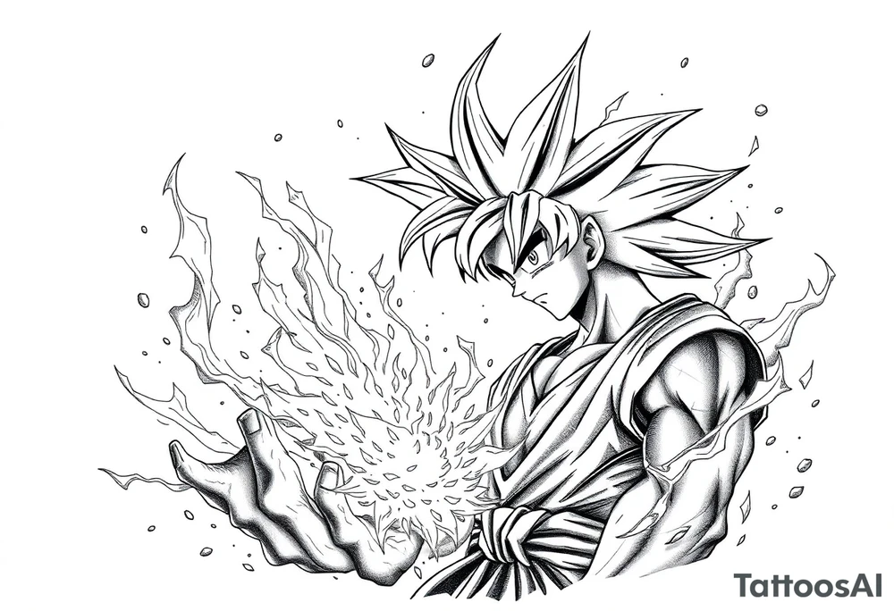 legendary dragonball z scene with energy aura and power effects tattoo idea