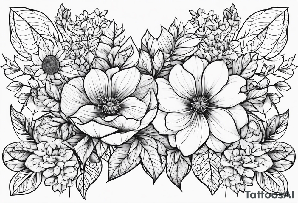 September month flower and April month flower meeting together horizontally tattoo idea