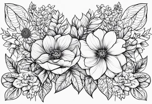 September month flower and April month flower meeting together horizontally tattoo idea