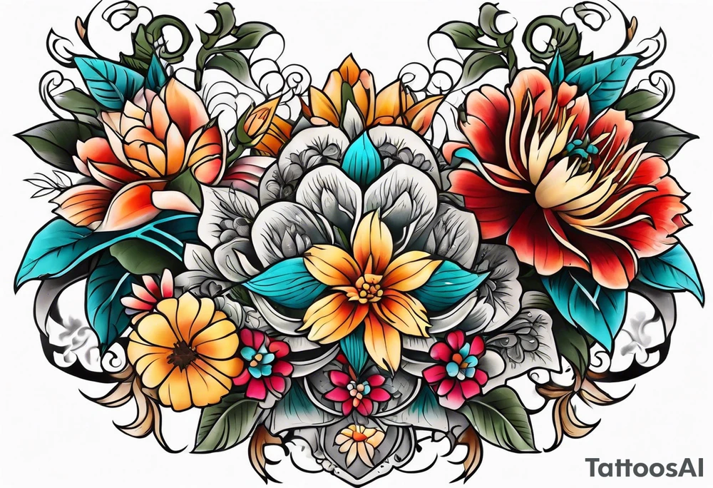 Flower chest piece tattoo idea