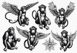 A monkey flying tattoo idea