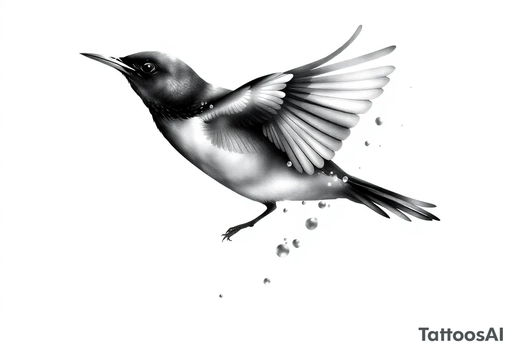 Male European Blackbird flying tattoo idea tattoo idea