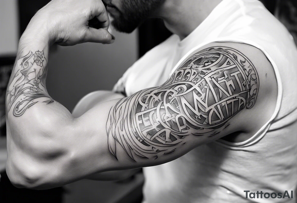 Horizontal inner bicep tattoo. “walk by faith, not by sight” modern tattoo tattoo idea