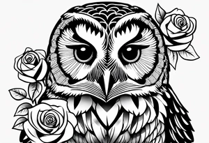 Barred owl with a rose tattoo idea