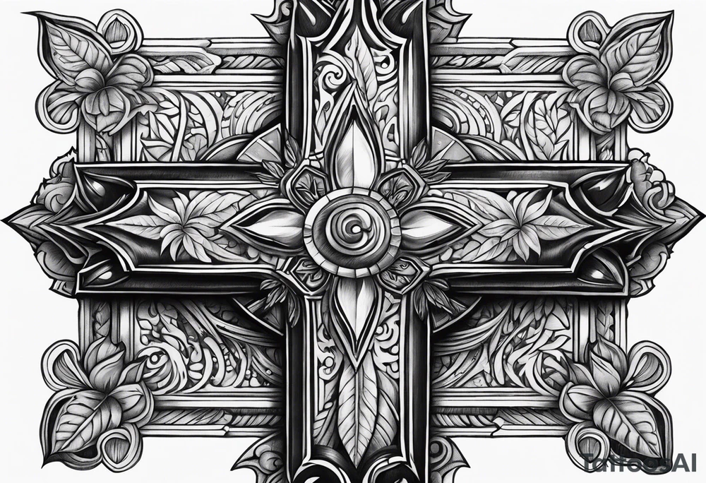 Humble wisdom caring cross detailed tattoo idea