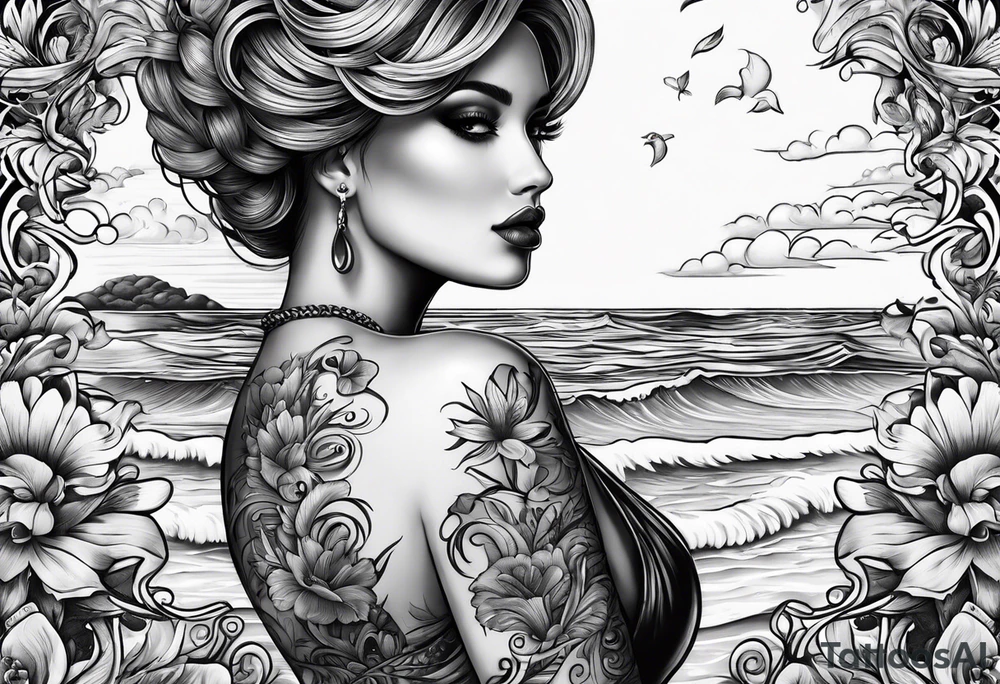 corazon con la playa tattoo idea