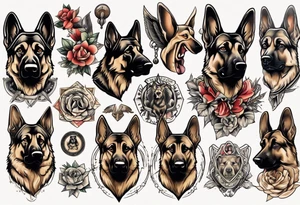 German shepherd portrait tattoo idea