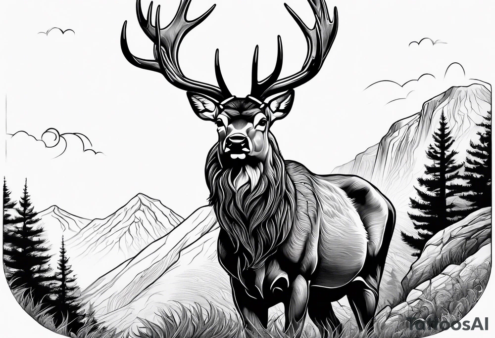 Western stag tattoo idea