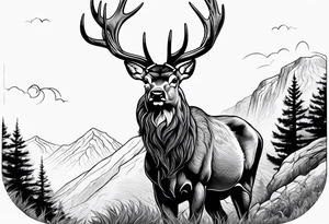 Western stag tattoo idea