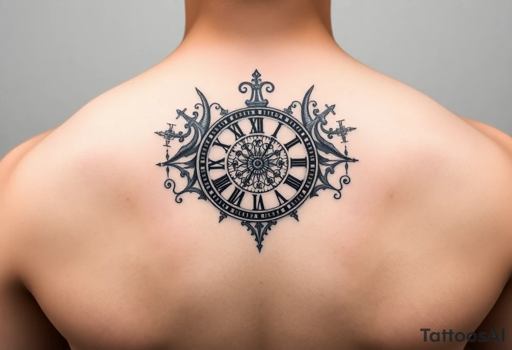 vintage roman numerals within ornate clockwork mechanism tattoo idea