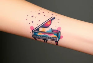 Grand piano under stars tattoo idea