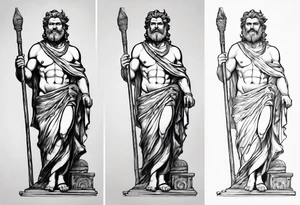 Naked Ascelpius with toga and with a wood stick tattoo idea