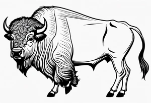 fine line bison outline - white background, clean background, no skin tattoo idea