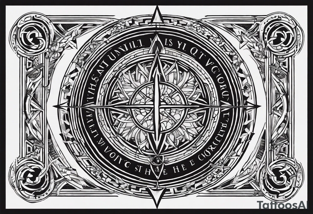 The tattoo is spiritually driven, using the Latin quote "Vincit qui see Vincit," which translates to "He who conquers himself conquers the world." Create this tattoo using the ideas of the warrior spirit, discipline, and growth in all aspects of life. The tattoo will be on the forearm tattoo idea