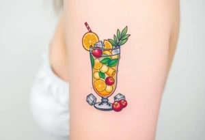 Fun caribbean cruise cocktail with lots of garnishes and ice tattoo idea
