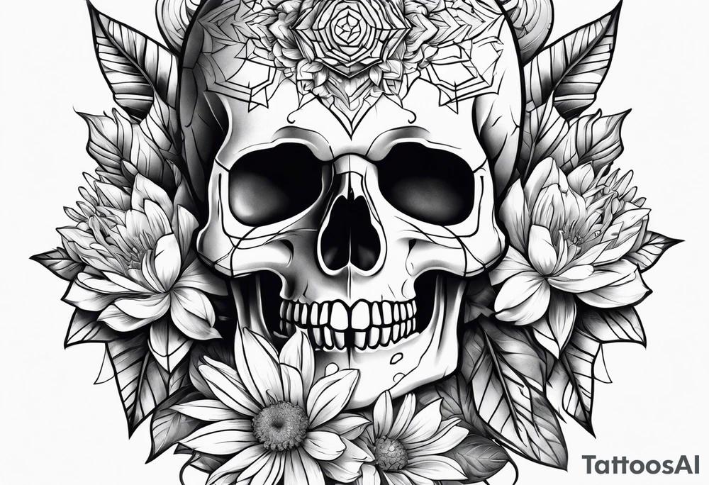 skull and aster tattoo idea