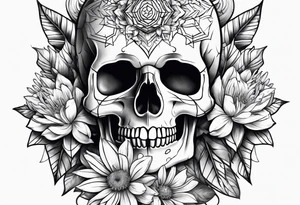 skull and aster tattoo idea