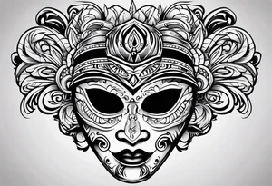 Witch doctor mask flip face tattoo idea