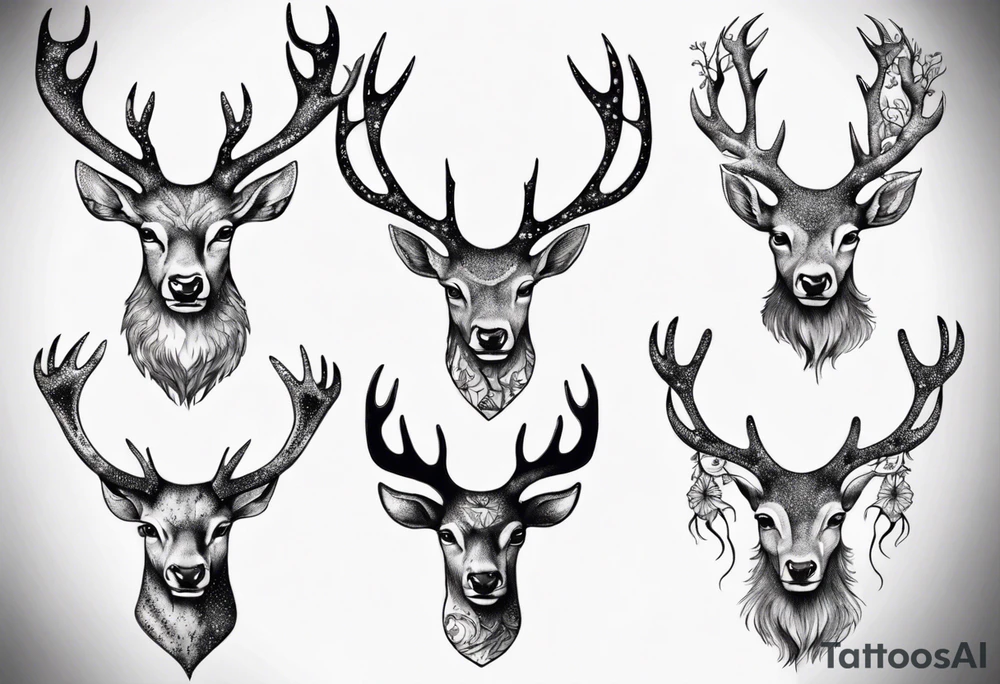 Majestic stag with exagerrated antlers tattoo idea