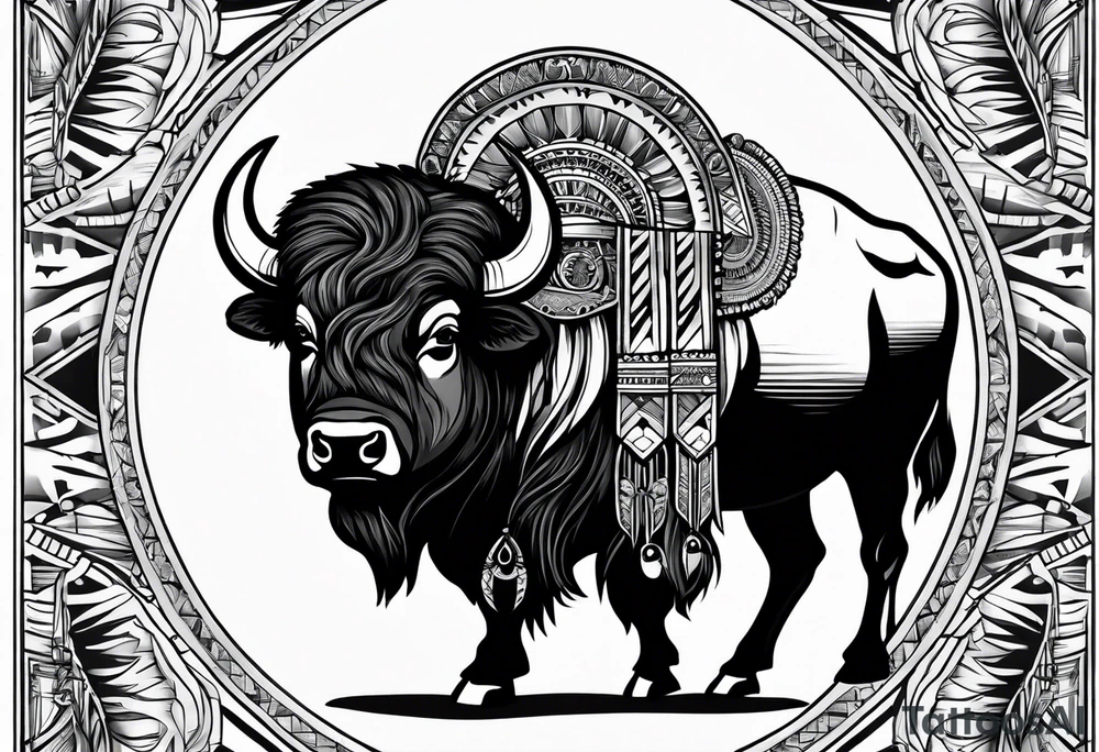 Bison, Seminole Indian themed tattoo idea