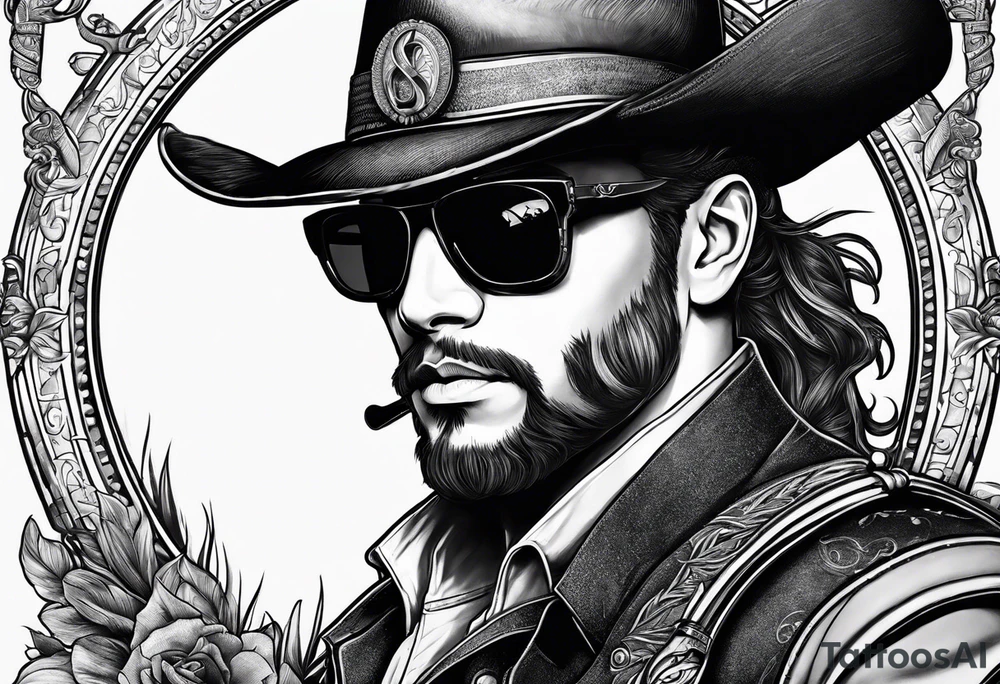 capricorn with sunglasses and a gun tattoo idea