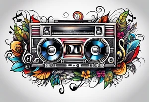sleeve

music notes, a cassette tape, and
instruments tattoo idea