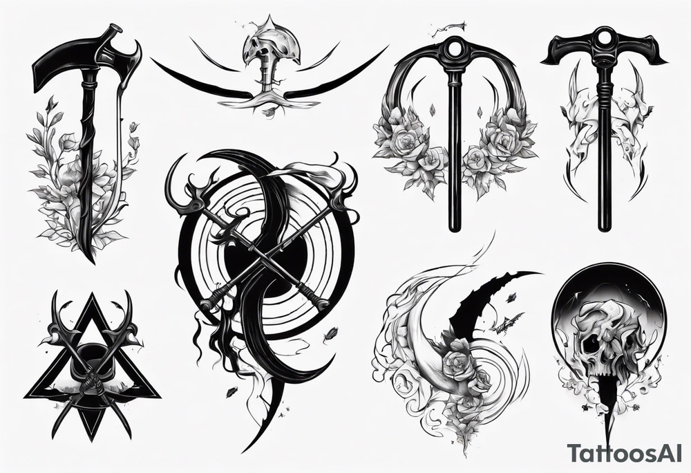 Long curved 
scythe tattoo idea