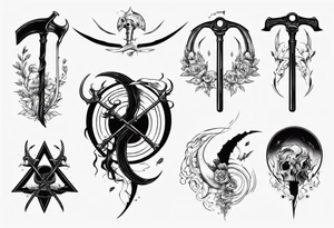 Long curved 
scythe tattoo idea