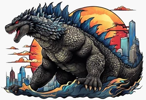 Godzilla tattoo for leg tattoo idea