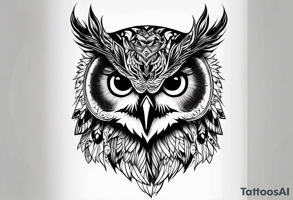 powerful owl, close-up tattoo idea