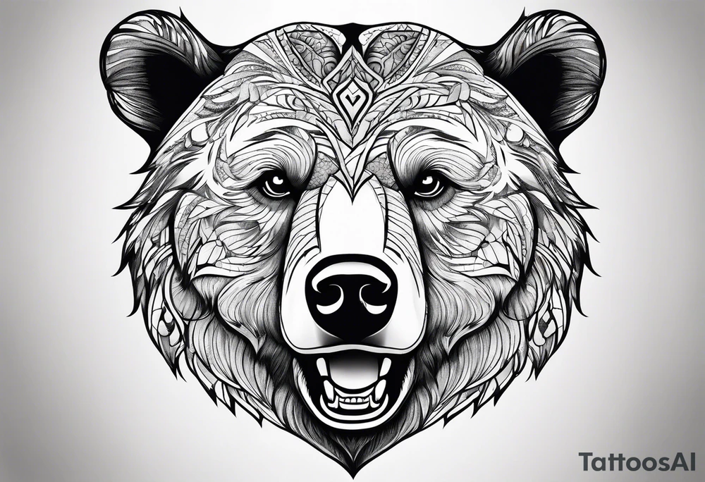 Bear face tattoo idea