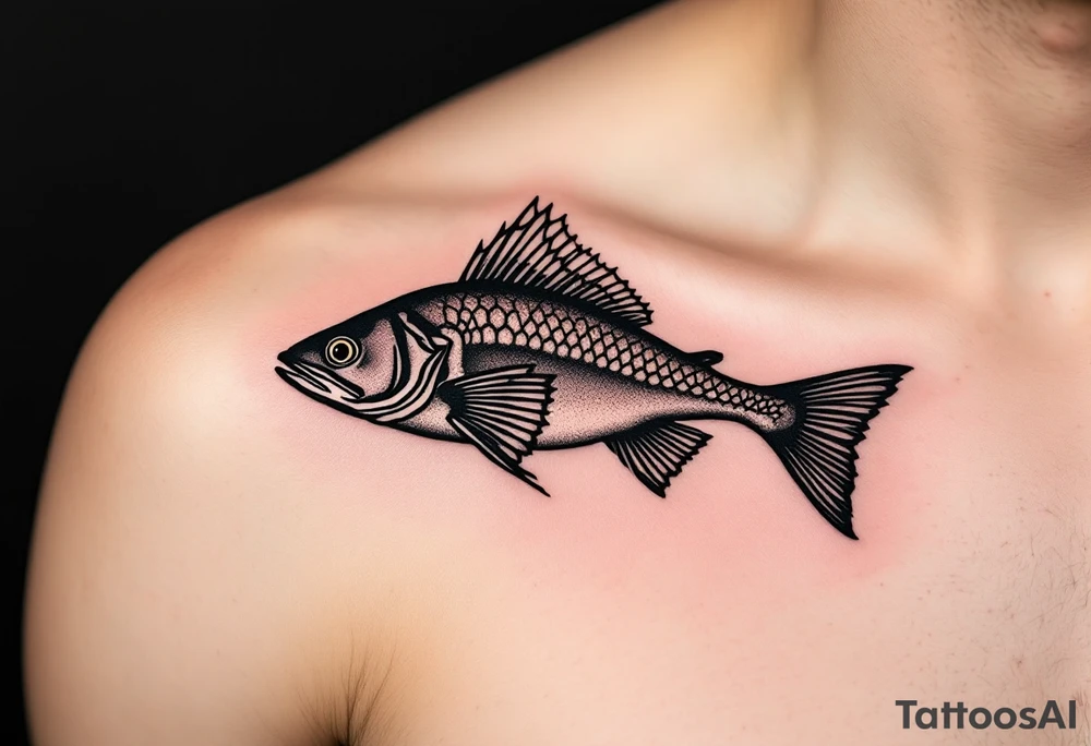 Blackwork Catfish Tattoo – A solid black ink catfish silhouette with detailed fin and barb textures created through negative space and dot shading. tattoo idea