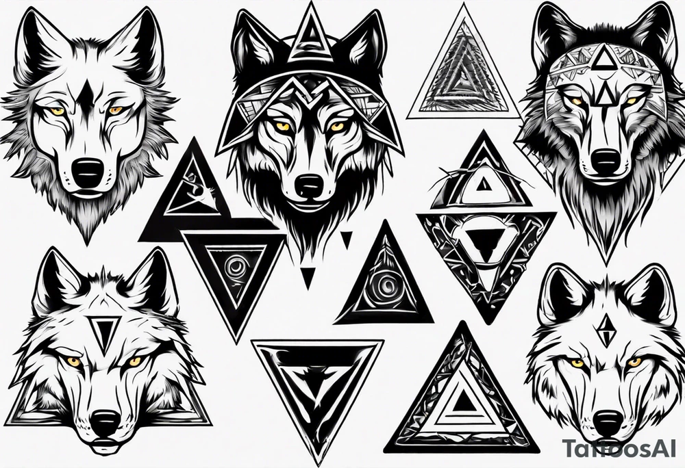 wolf head with a triangle on forehead tattoo idea