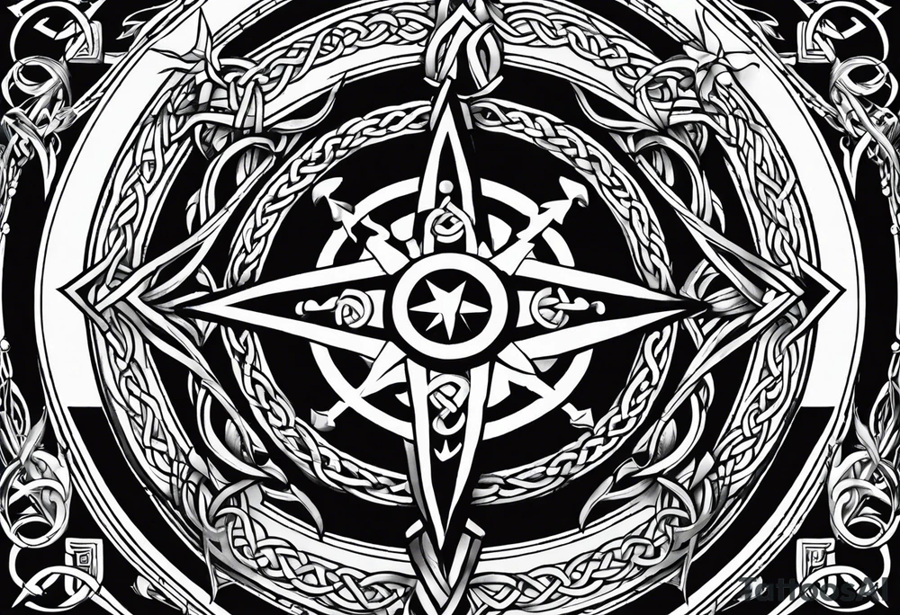 Celtic, forearm, half sleeve, anchor, compass tattoo idea