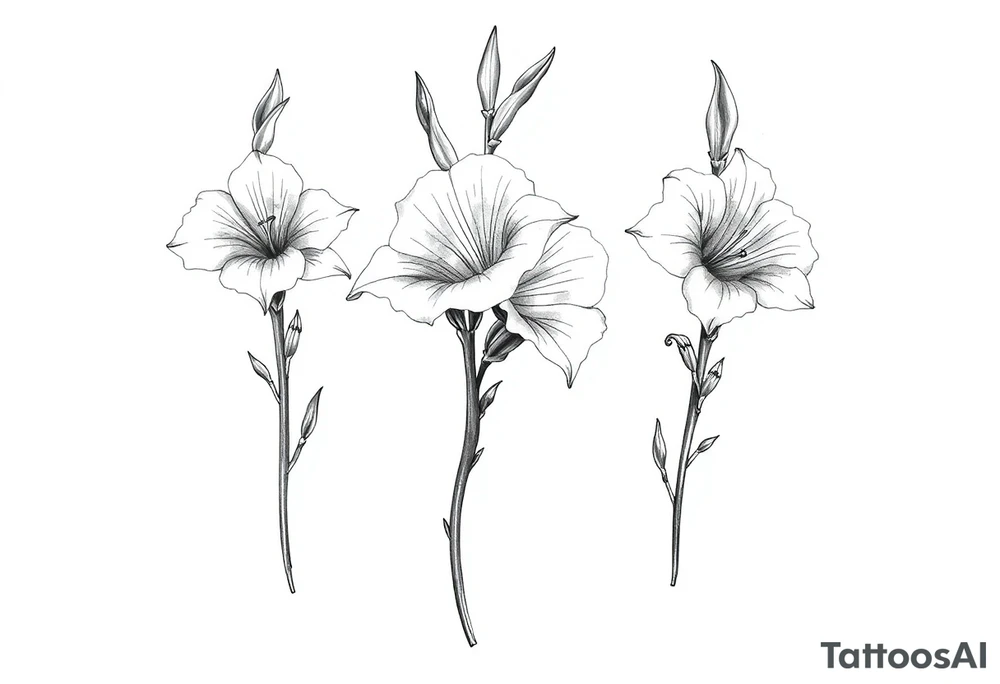 4 Large gladiolus stem flower tattoo idea