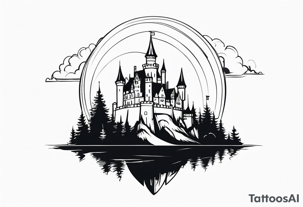 a castle floating in the sky tattoo idea